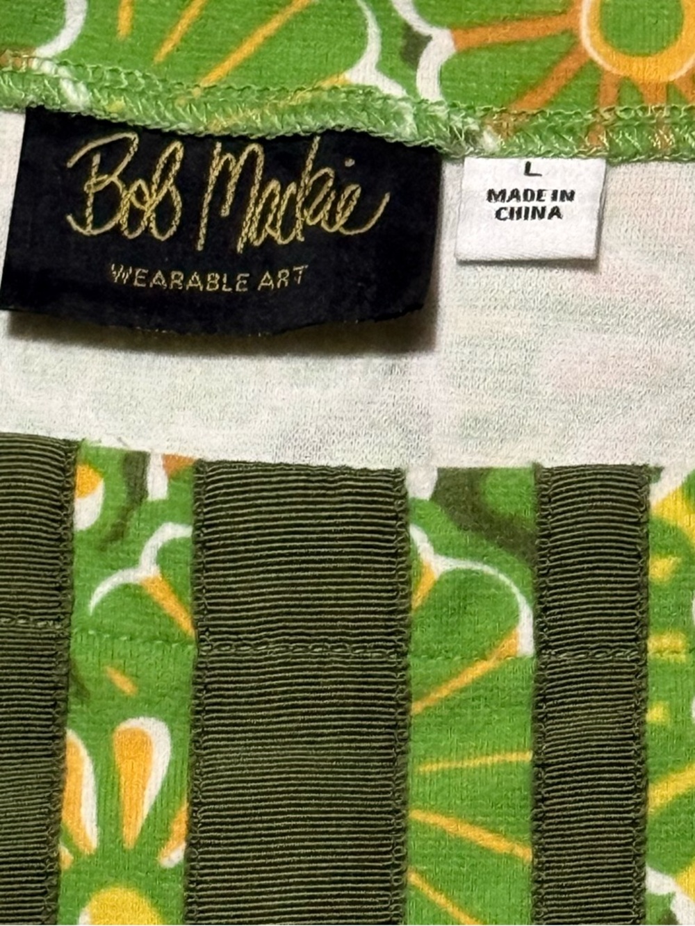 VTG Bob Mackie Wearable Art 70s Retro Floral Top - Green/Orange Flower Power 🌼 - Picture 2 of 4